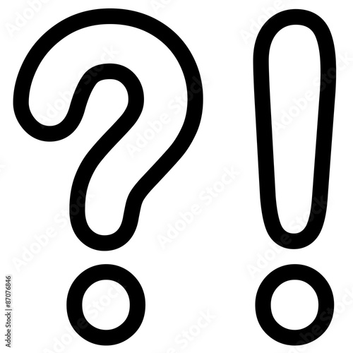 Fragezeichen, Ausrufezeichen, Liniensymbol, Vektor, freigestellt