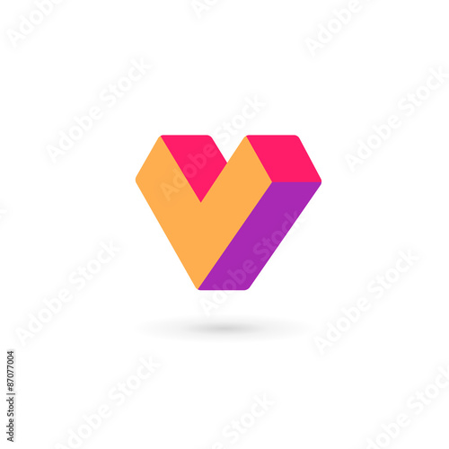 Letter V heart logo icon design template elements