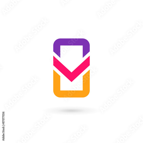 Mobile phone app letter V logo icon design template elements
