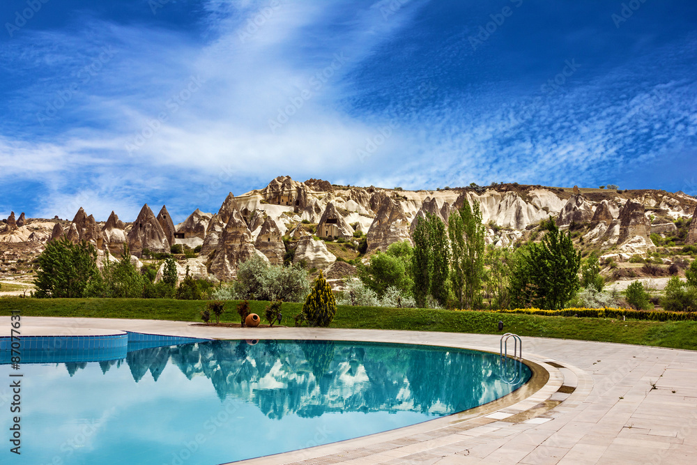 Goreme, Cappadocia, Turkey. Open swimming pool