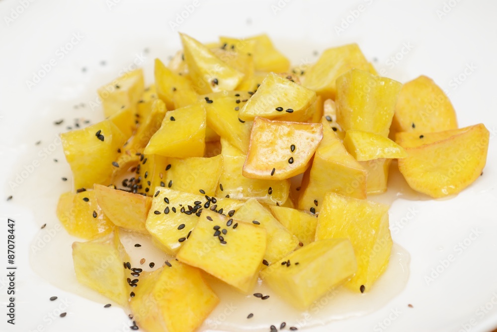 fried Sweet potato with starch syrup fried Sweet potato with starch syrup