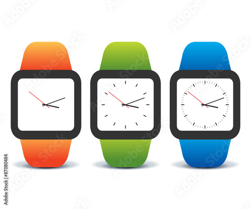 Colorful set of smart watches