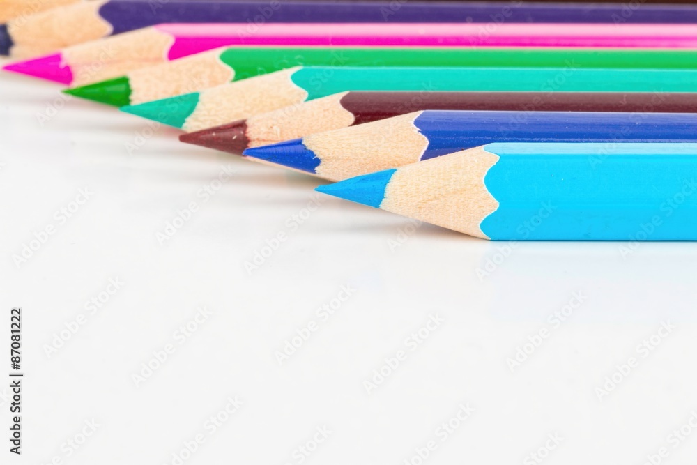 Colored pencils set - Stock image macro. Colored pencils set - Stock image macro.