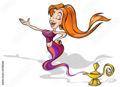 Blond genie-girl  from a  Magic lamp.