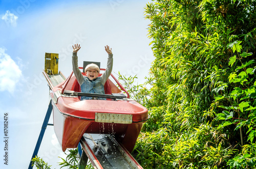 The boy on the roller coaster.
