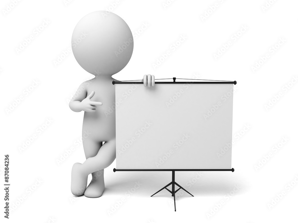a 3d man introducing something, standing by a flip-chart a 3d man introducing something, standing by a flip-chart