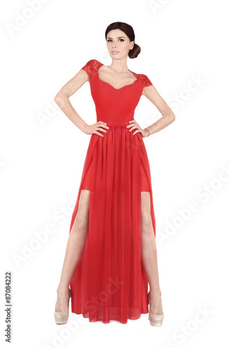 Attractive woman in red dress. © Soare Cecilia