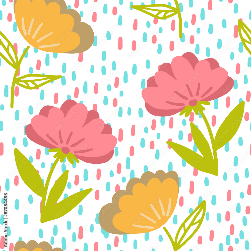 vector seamless pattern with flowers peonies