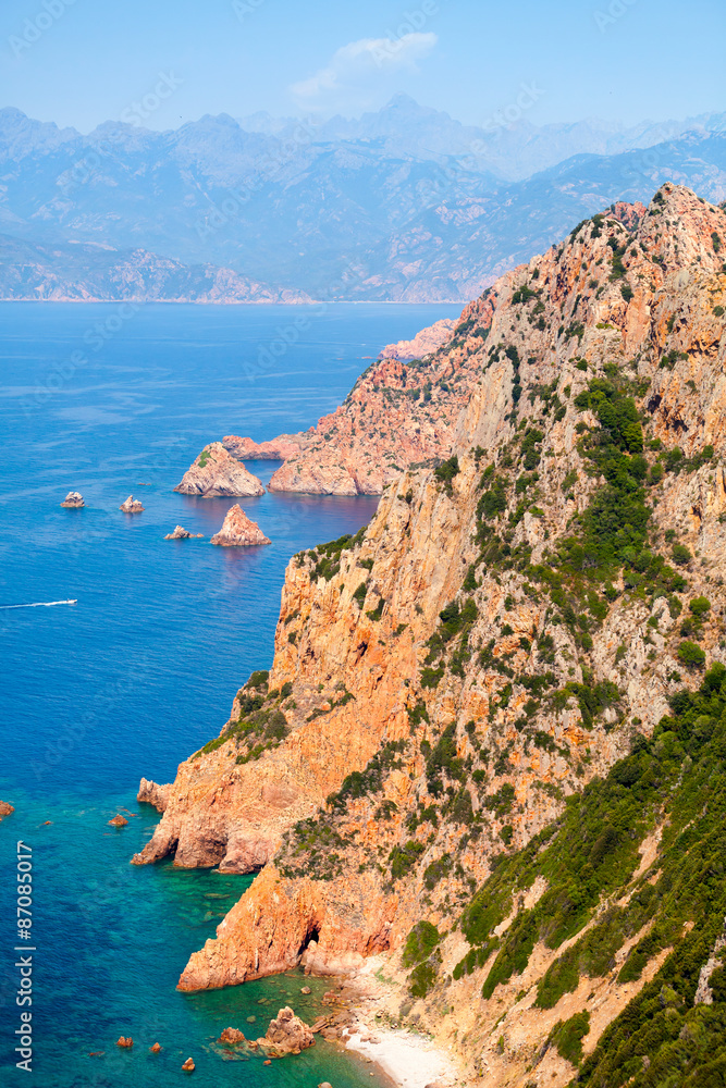Corsica island. Coastal landscape, Piana