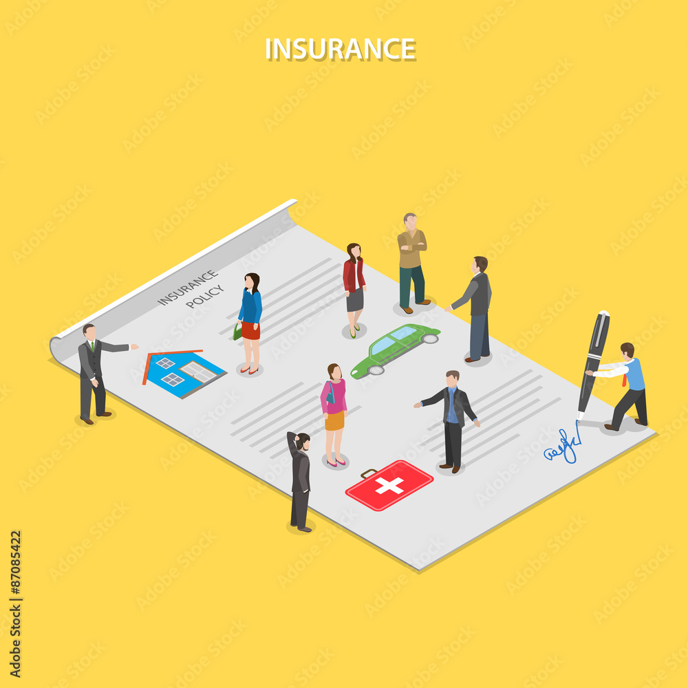 Insurance policy flat isometric vector concept. Insurance policy flat isometric vector concept.