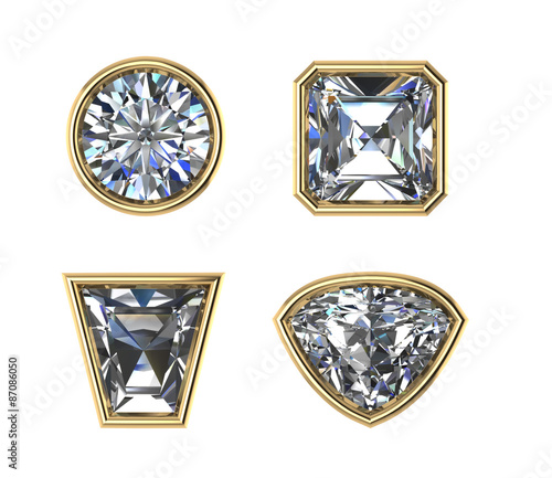 Diamonds shape top view bezels setting gems