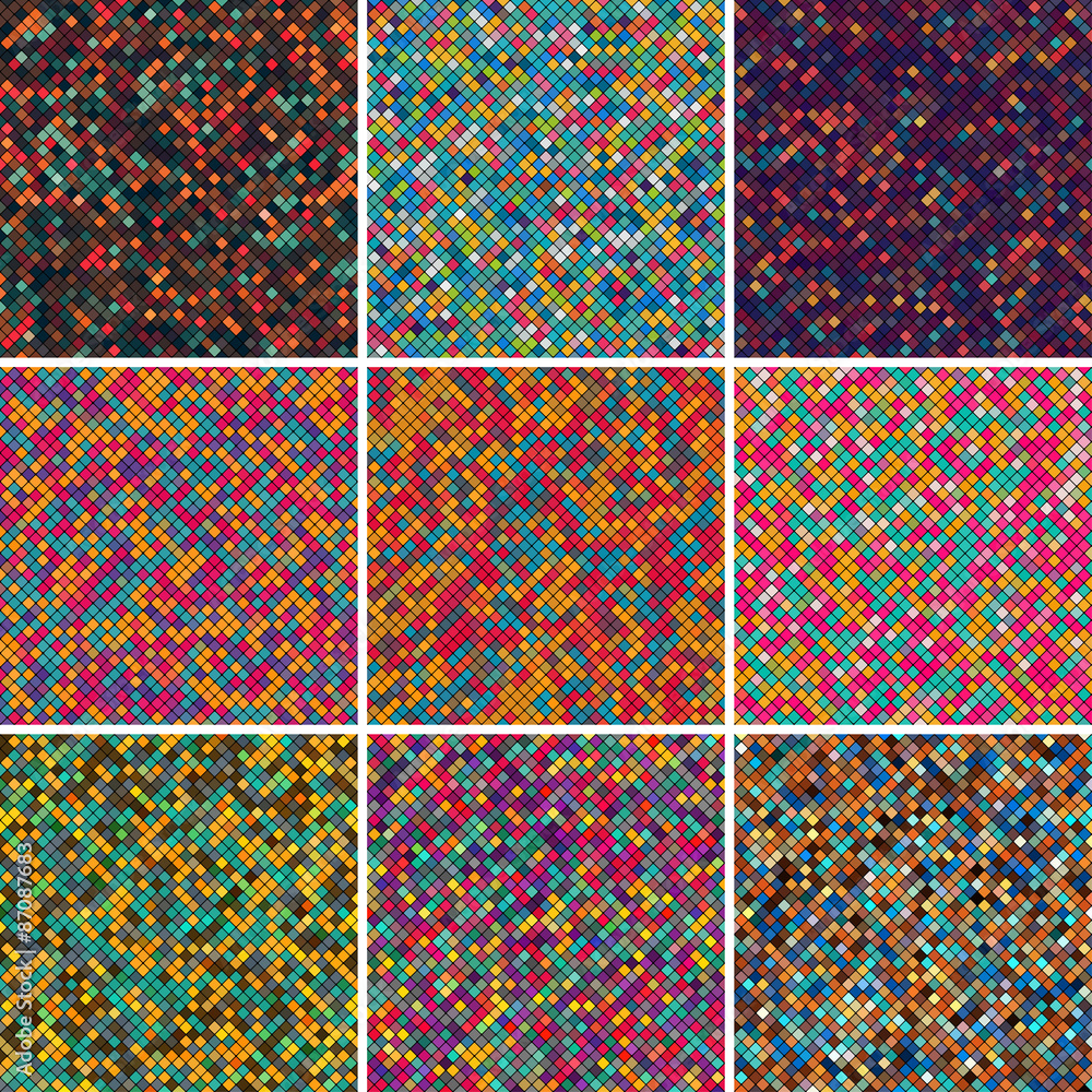 set abstract mosaic background of pixel pattern grid different colored squares. vector illustration eps10 set abstract mosaic background of pixel pattern grid different colored squares. vector illustration eps10