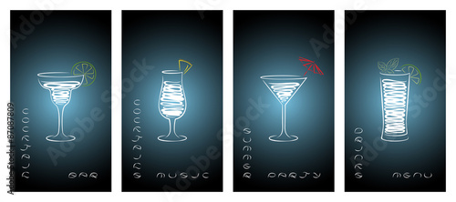 Set of design template for cocktail bar business cards.