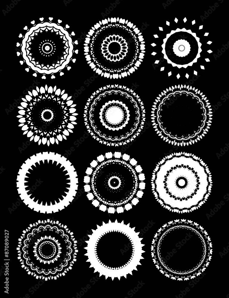 Set of round frames with ornament Set of round frames with ornament