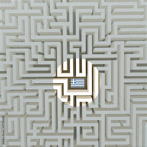 Greek flag in a maze