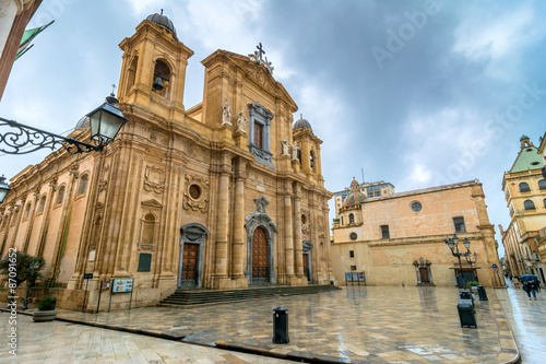 Tableau sur toile main square and Cathedral in Marsala, Sicily
