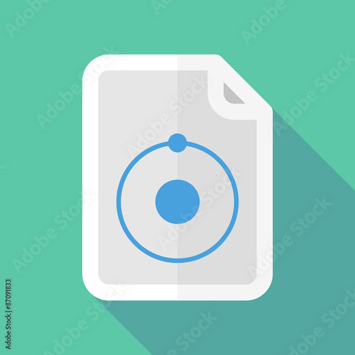 Long shadow document icon with an atom