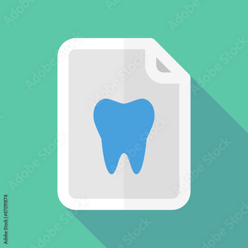 Long shadow document icon with a tooth