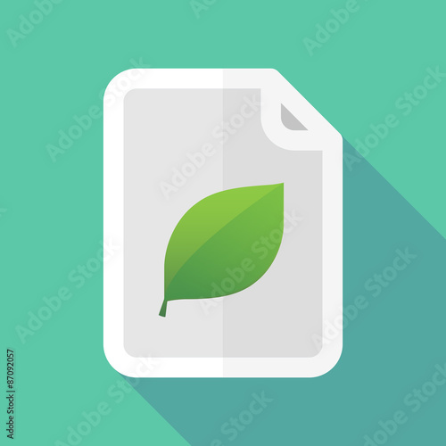 Long shadow document icon with a leaf