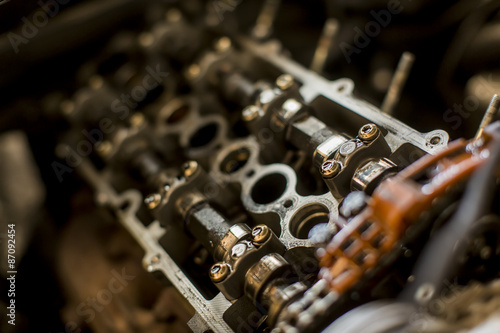 Car engine in the service