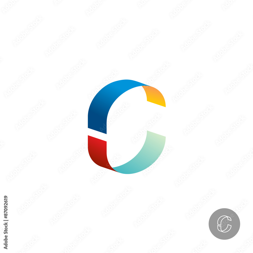Letter C colorful ribbon 3D logo Letter C colorful ribbon 3D logo