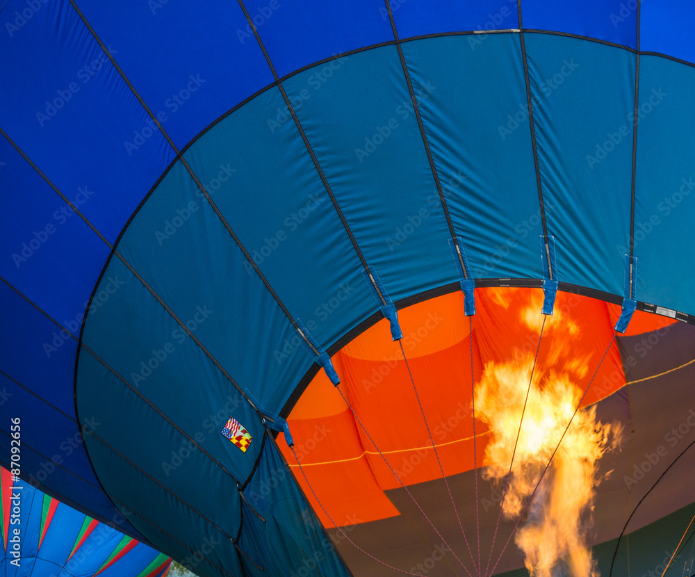 Obraz premium air being heated for hot air balloon launch 