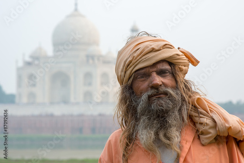 The old men (sadhu) staying near Taj Mahal, Agra,