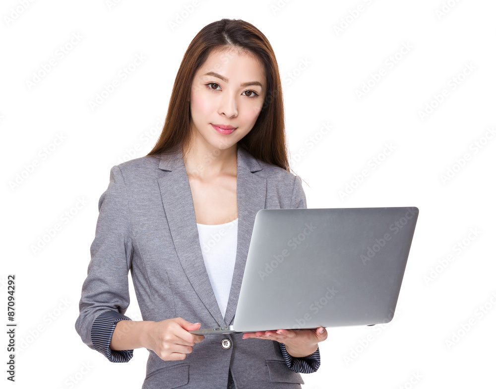 Businesswoman use of the notebook computer Businesswoman use of the notebook computer