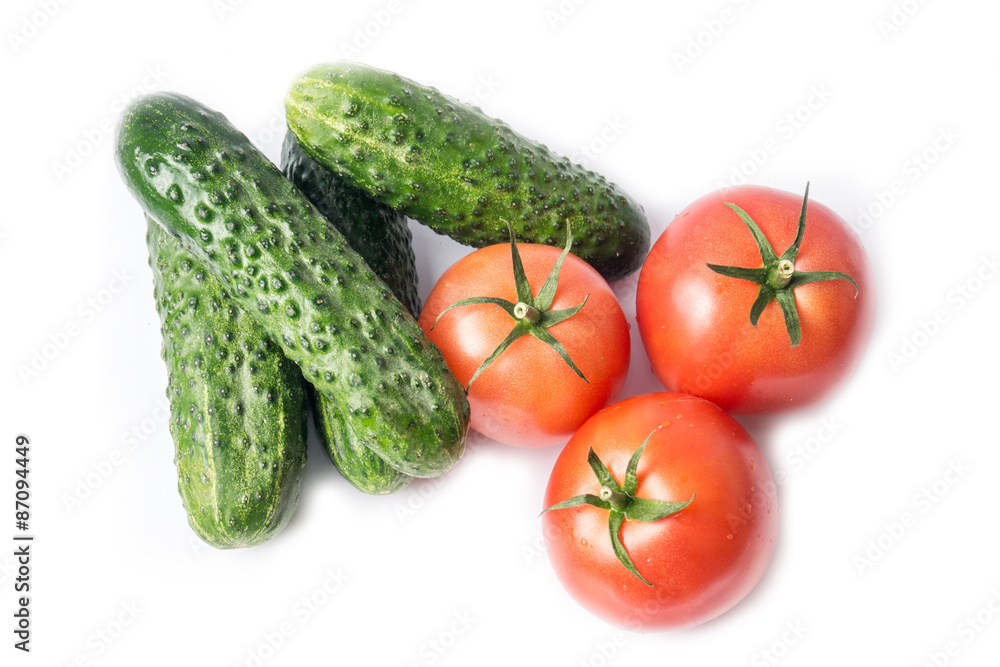 Ripe vegetables isolated on white background Ripe vegetables isolated on white background
