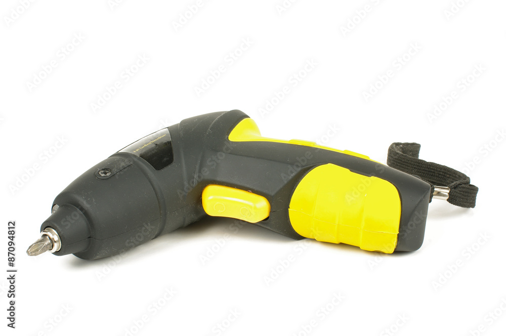 Electric cordless screwdriver isolated on a white background Electric cordless screwdriver isolated on a white background