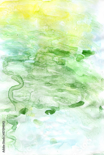 Abstract painted green colorful watercolor background  