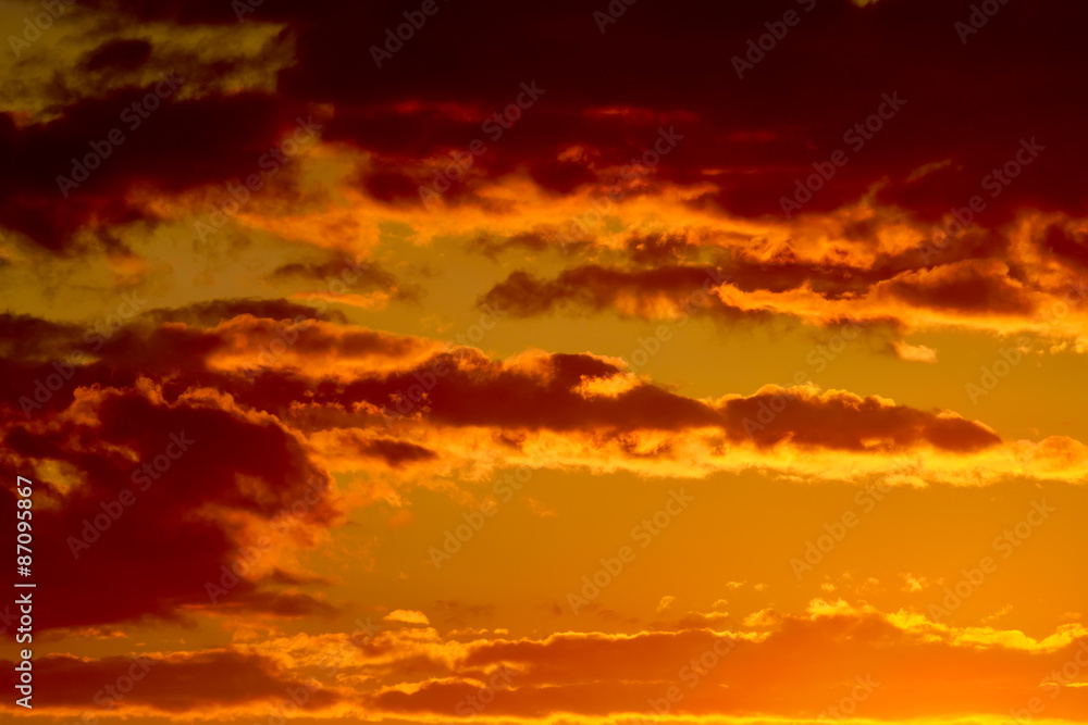 Orange sky landscape