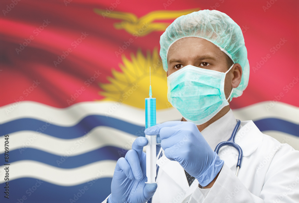 Doctor with syringe in hands and flag on background series - Kiribati Doctor with syringe in hands and flag on background series - Kiribati