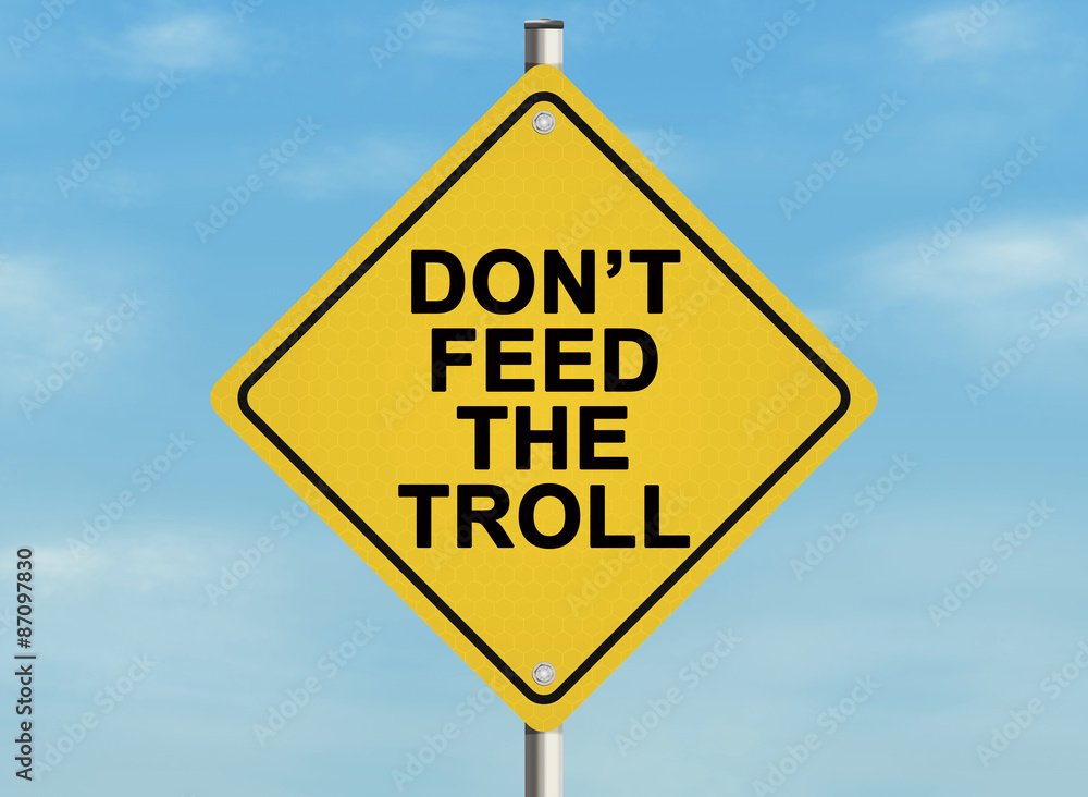 Internet troll issue. Road sign on the sky background. Raster Internet troll issue. Road sign on the sky background. Raster
