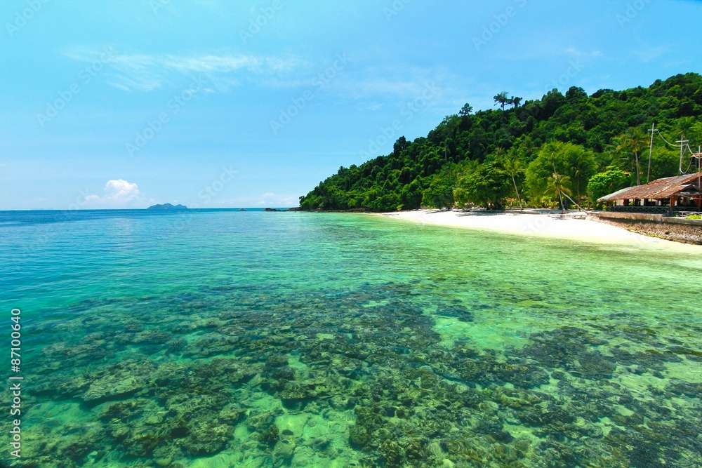 Fototapeta premium Paradise beach in kohngai island at trang Thailand 