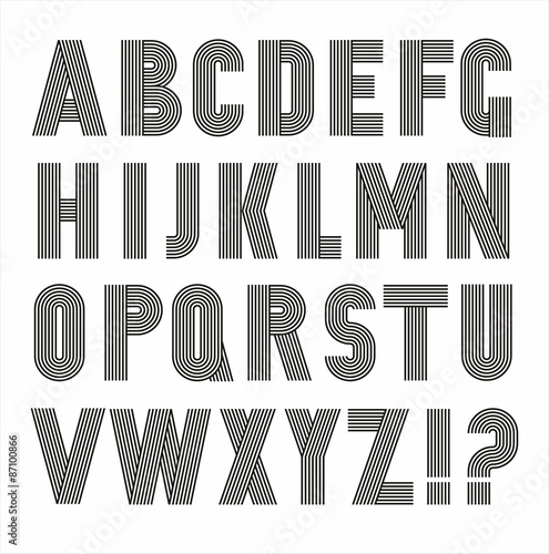 Retro stripes funky fonts set