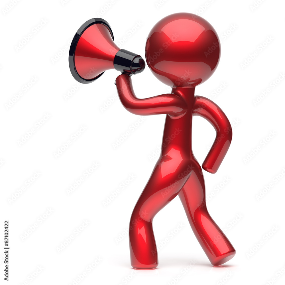 Megaphone character man promotion speaking stylized icon Megaphone character man promotion speaking stylized icon