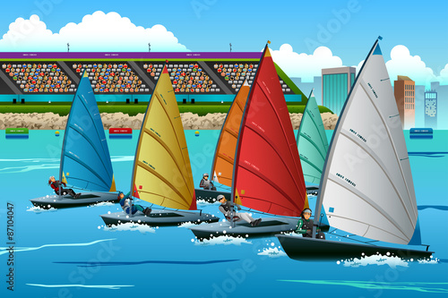 Athletes Sailing in the Competition