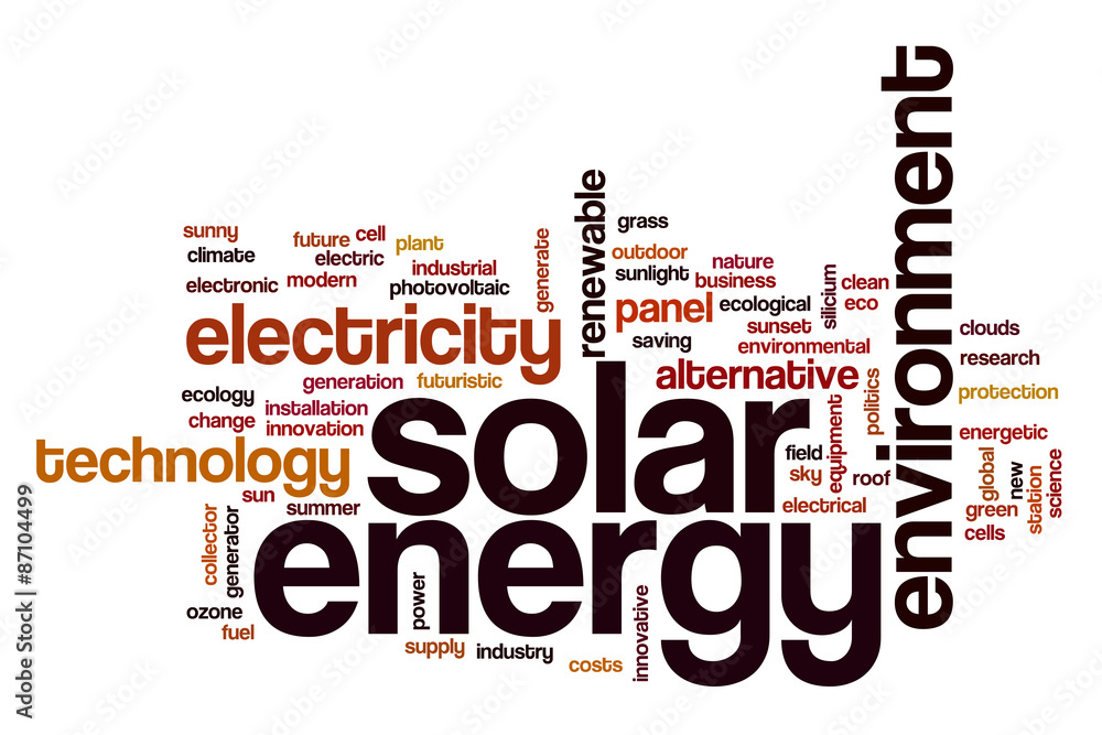 Solar energy word cloud concept Solar energy word cloud concept