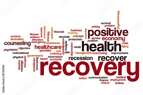 Recovery word cloud concept photo