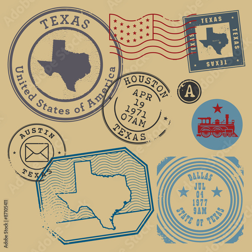 Retro postage stamps set