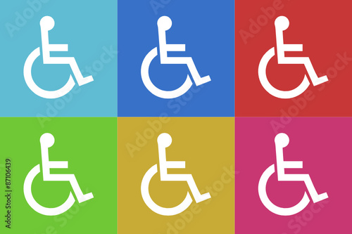 wheelchair vector icons set