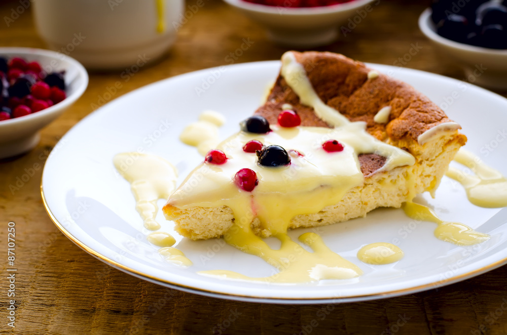 pudding with frozen berries and vanilla sauce pudding with frozen berries and vanilla sauce