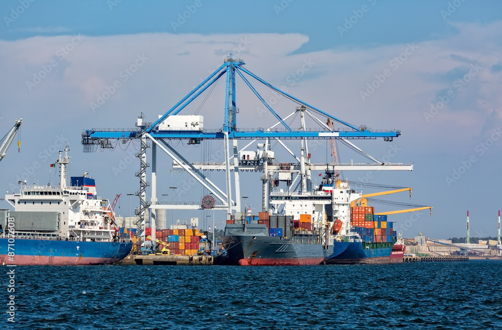 Cargo Sea Port with Cranes