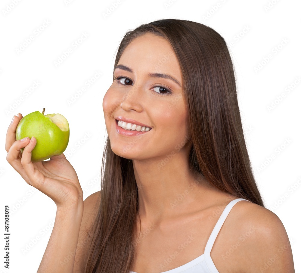 Eating, Apple, Women. Eating, Apple, Women.