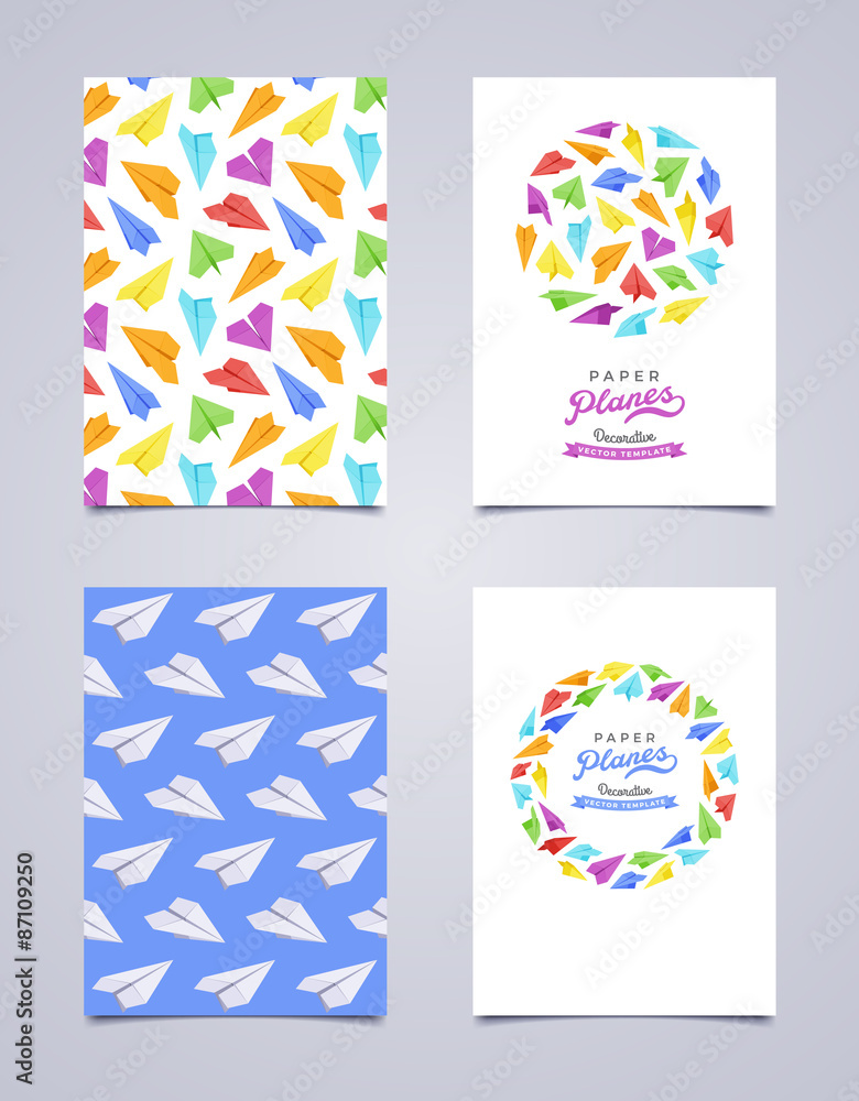 Obraz premium Vector decorative leaflet design made of paper planes