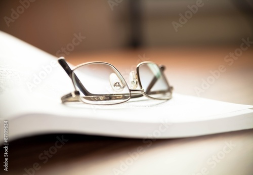 Glasses, Book, Report.