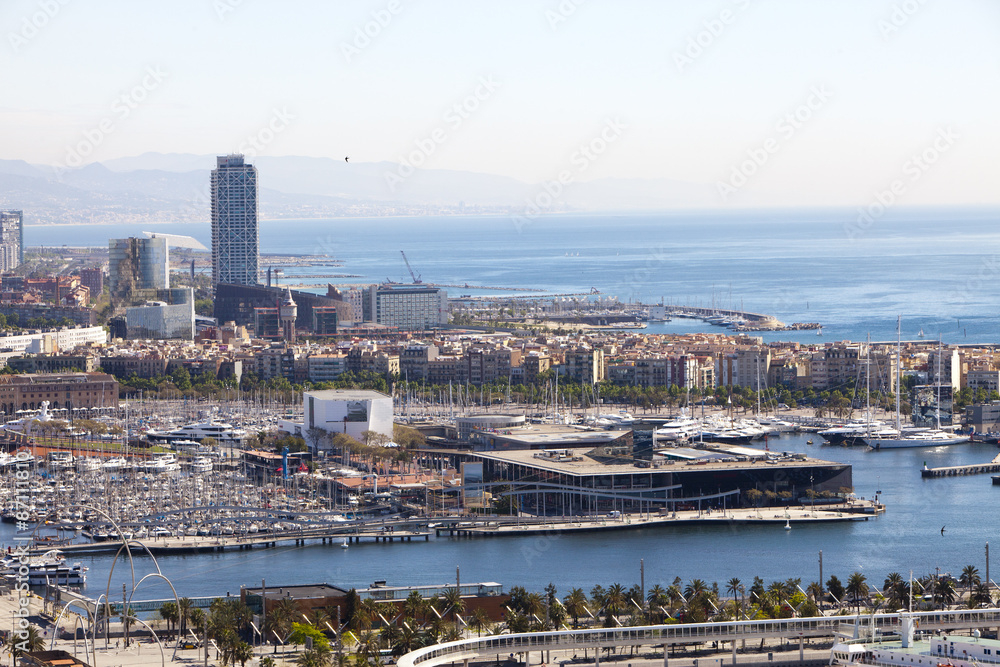 Spain. Barcelona. The top view on seaport