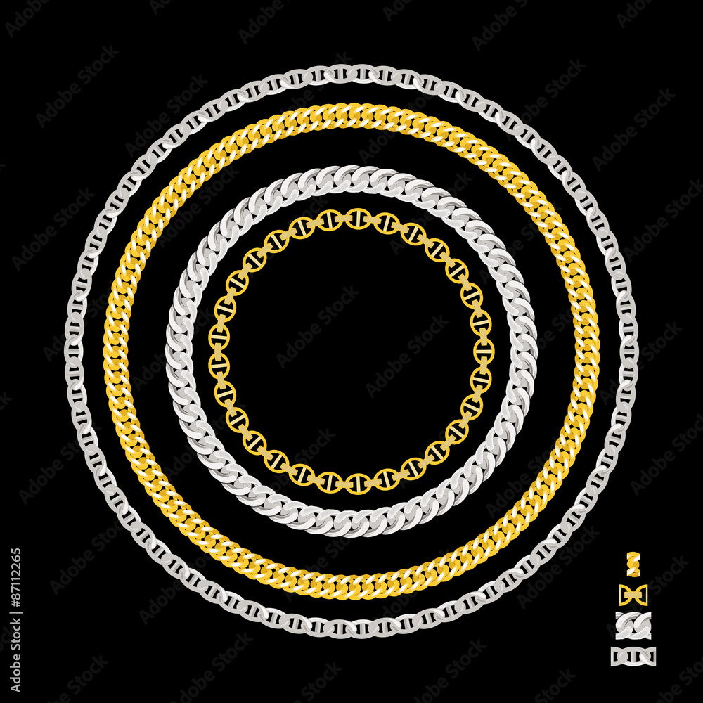 Fototapeta premium Gold Chain Jewelry. Vector Illustration