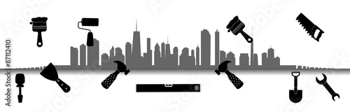 City. Tools for Repair. Vector Illustration.